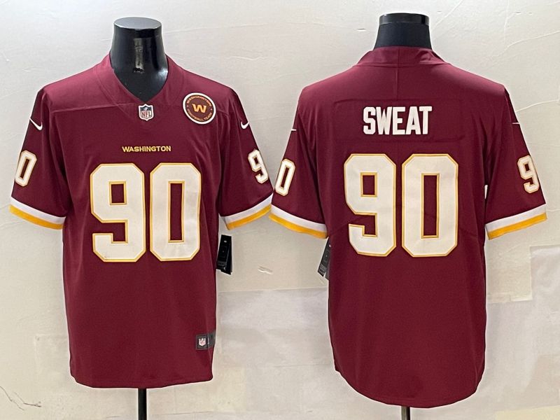 Men Washington Commanders #90 Sweat Red Second generation 2025 Nike Limited NFL Jersey style 4